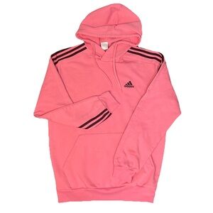 adidas 3 Stripes Fleece Hoodie Mens Size Medium Pink Black Embroidered Logo